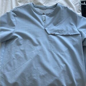 Figs Men's Light Blue Long Sleeve Henley